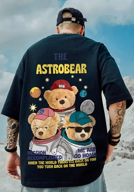 Summer Fashion Bear Print Men's Loose T-Shirt