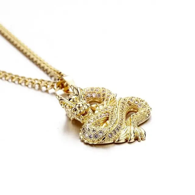 Luxury Gold Color Zircon Dragon Necklace